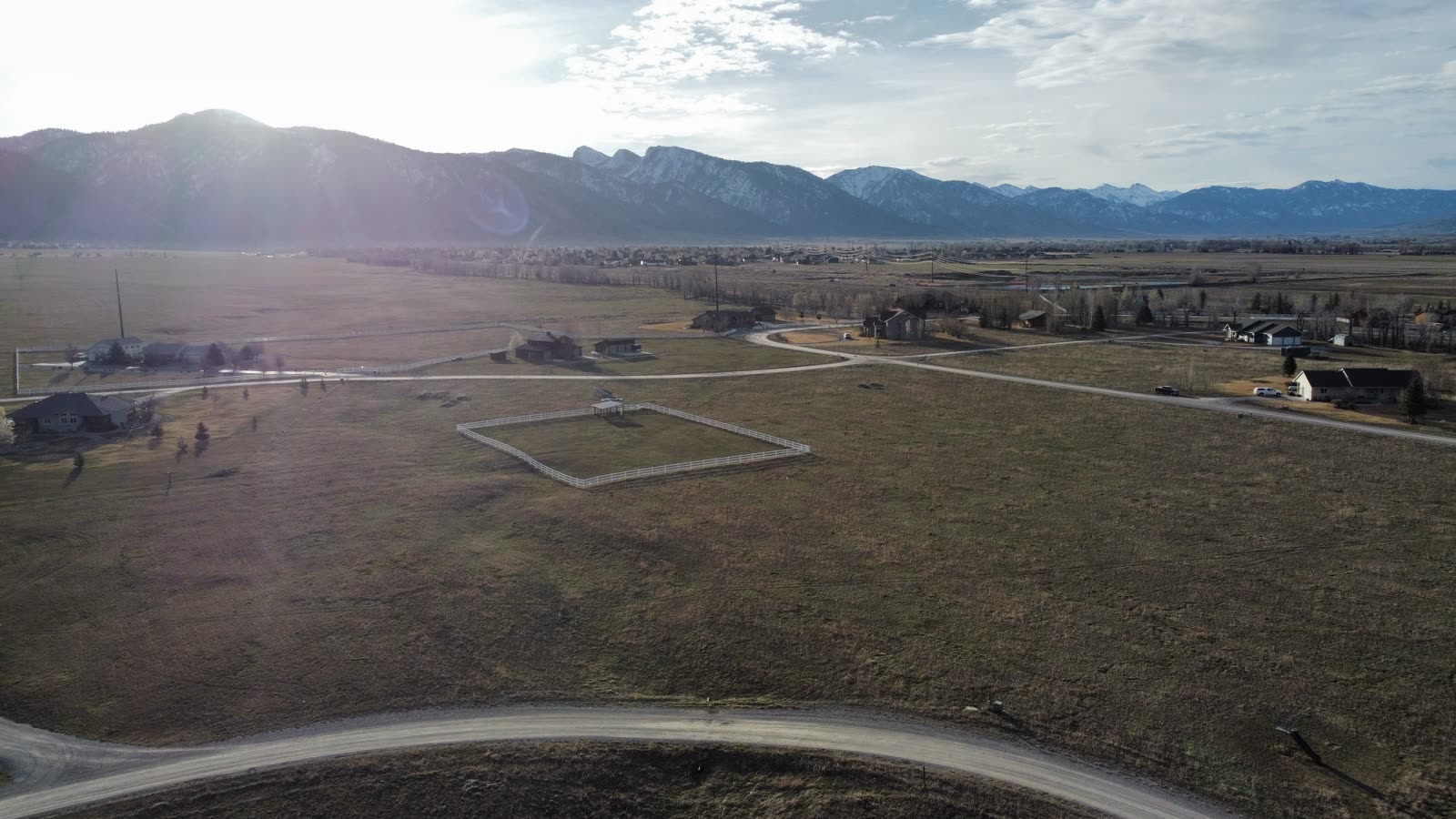 Aerial drone photo of the 109 Teton Way building site before construction, March