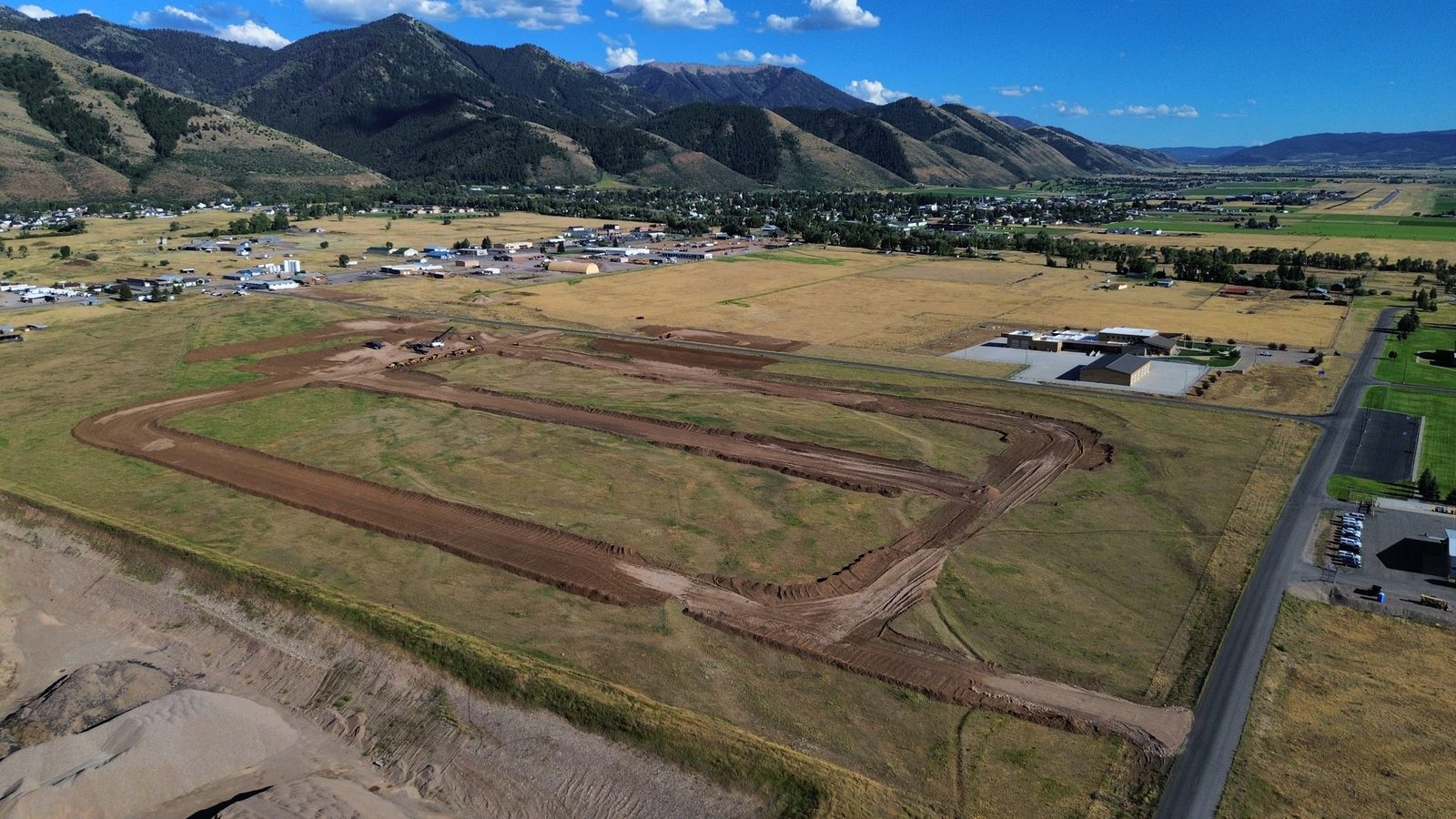 Aerial view of site earthwork for mapping and volume measurement