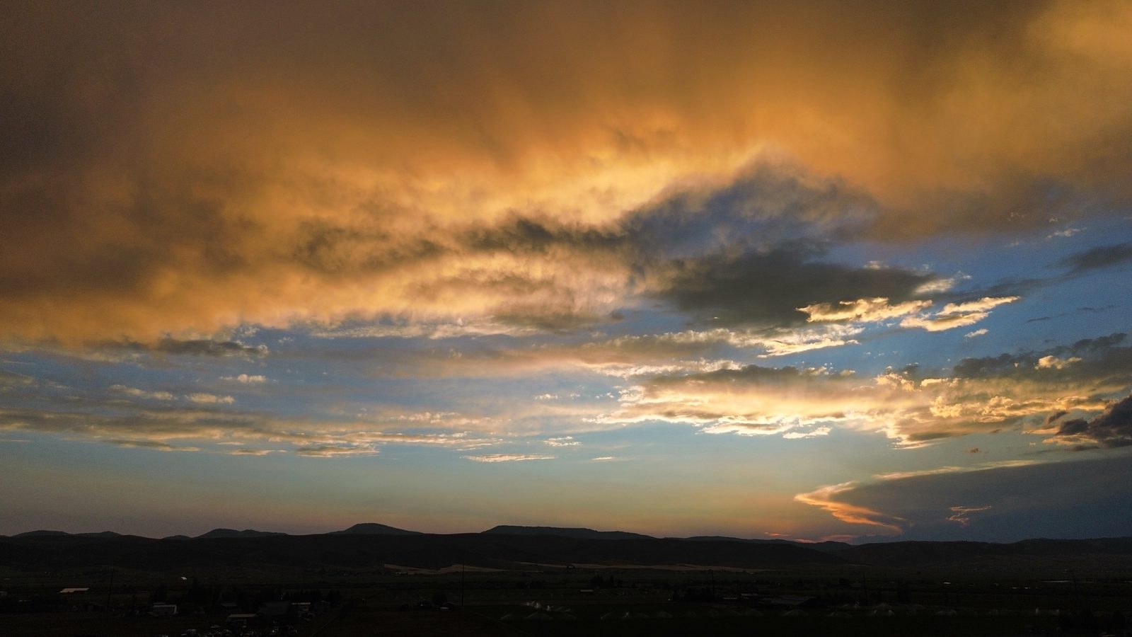 Drone sunset photo over western Wyoming